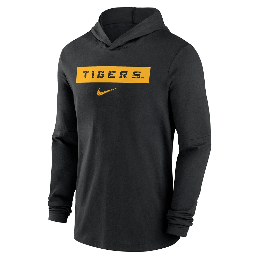 Men's Nike Black LSU Tigers 2024 Sideline Hoodie Performance Long Sleeve T-Shirt