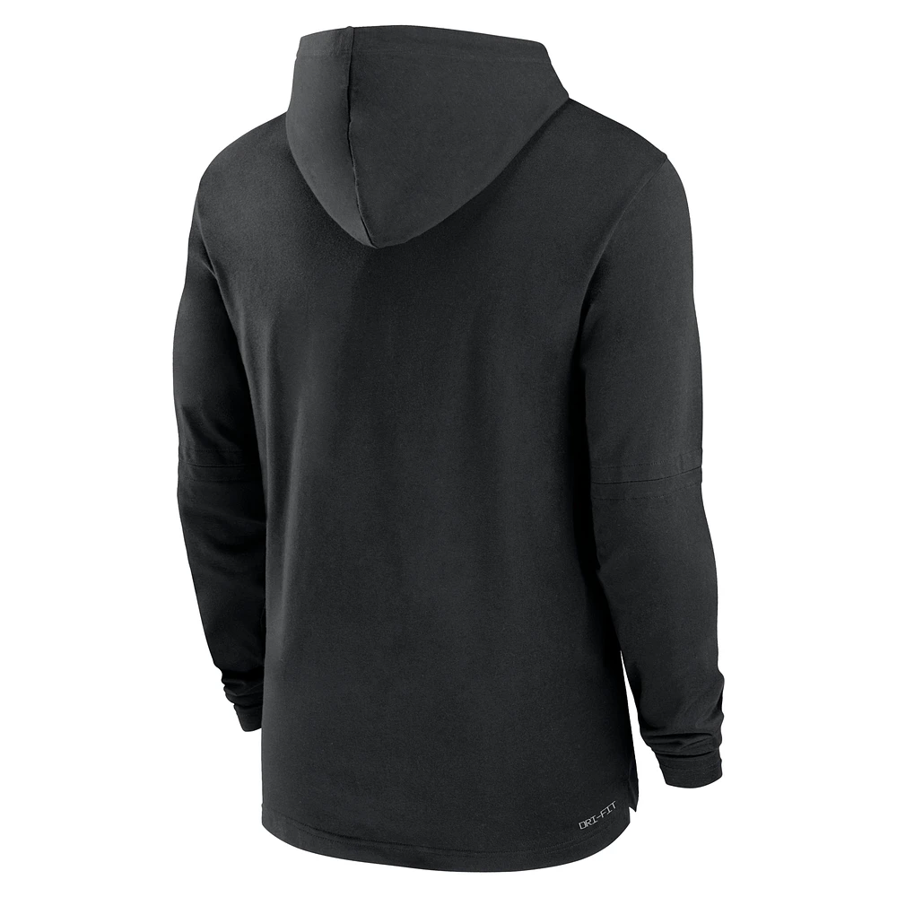 Men's Nike Black LSU Tigers 2024 Sideline Hoodie Performance Long Sleeve T-Shirt