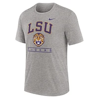 Men's Nike Heather Gray LSU Tigers Arch Over Logo Tri-Blend T-Shirt