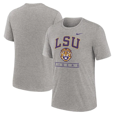 T-shirt Nike Heather Grey LSU Tigers Arch Over Logo Tri-Blend pour homme