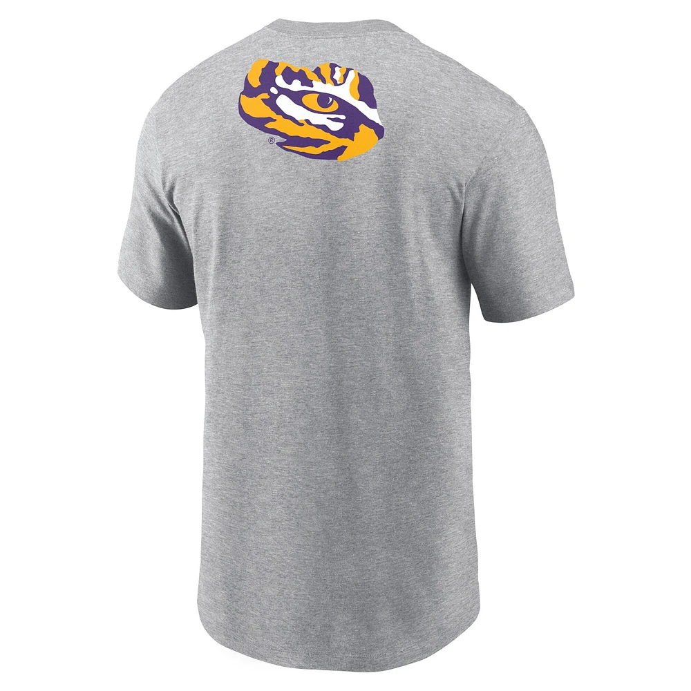 Men's Nike Heather Gray LSU Tigers Campus 2-Hit Primary Mascot T-Shirt