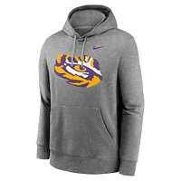 Men's Nike Heather Gray LSU Tigers Primetime Alternate Logo Club Fleece Pullover Hoodie
