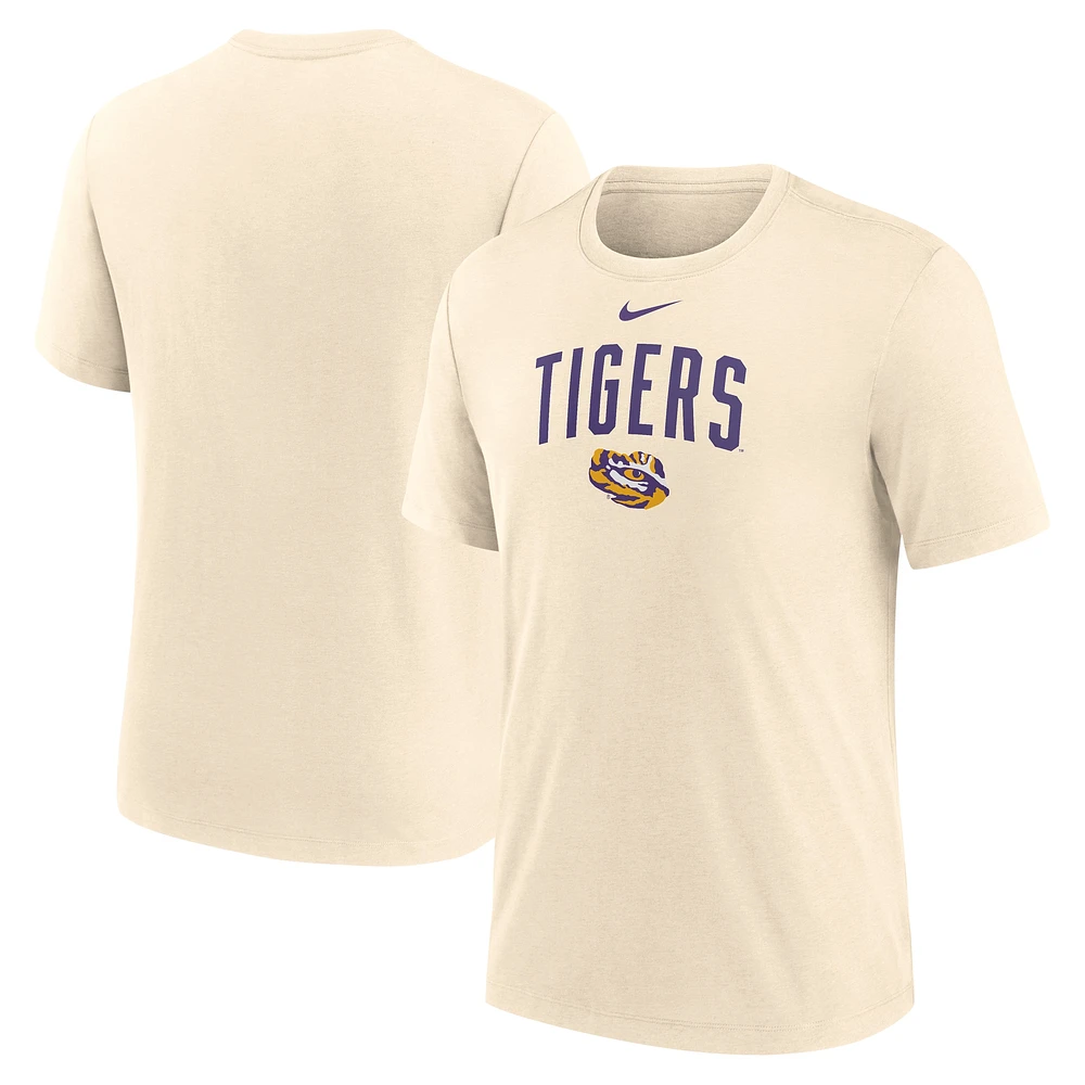 T-shirt Nike Natural LSU Tigers Arch Logo Triblend pour homme