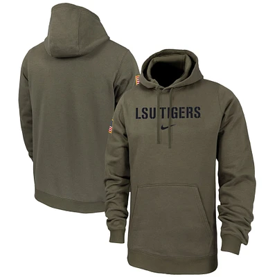 Sweat à capuche en polaire Nike LSU Tigers Military Pack Club pour homme - Olive