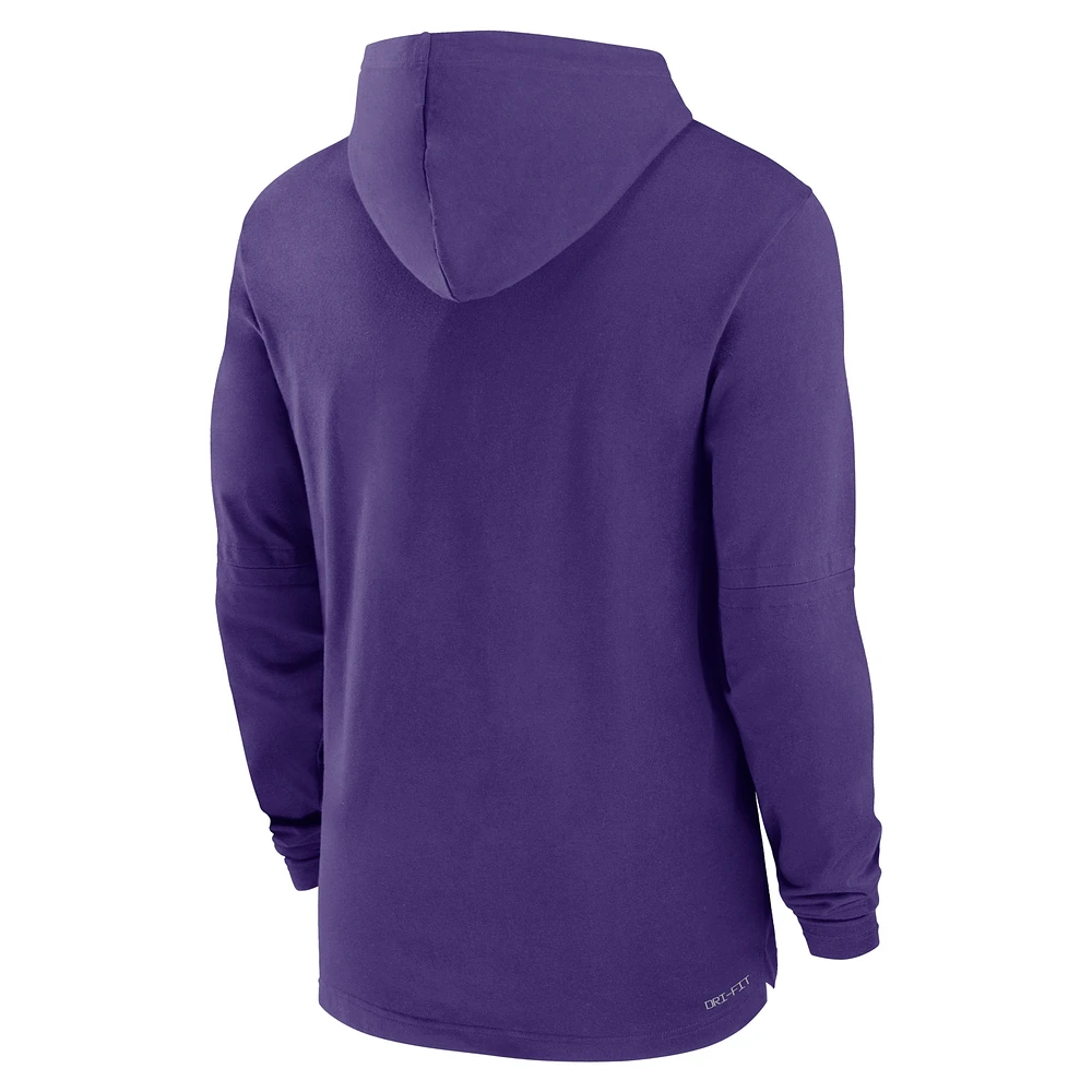 Men's Nike Purple LSU Tigers 2024 Sideline Hoodie Performance Long Sleeve T-Shirt