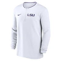 Men's Nike White LSU Tigers 2024 Sideline Coach Performance Half-Zip Long Sleeve Top