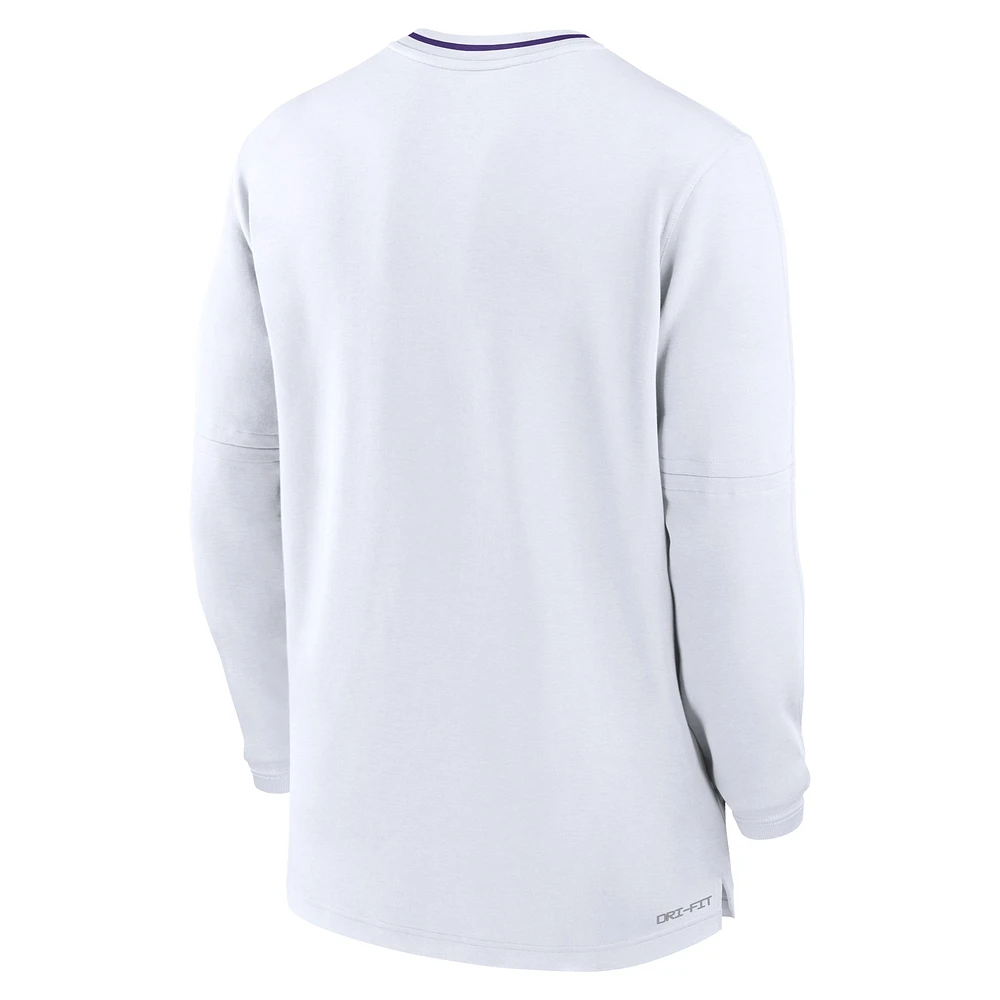 Men's Nike White LSU Tigers 2024 Sideline Coach Performance Half-Zip Long Sleeve Top