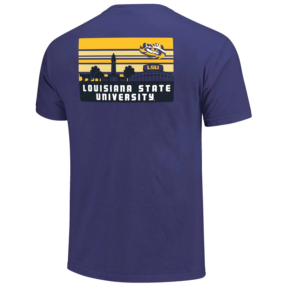 Men's Purple LSU Tigers Striped Campus Skyline T-Shirt