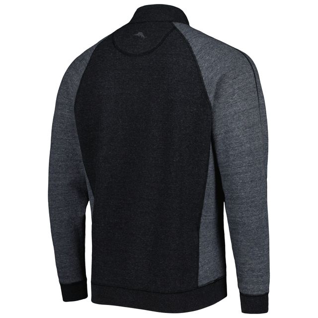 Tommy Bahama Black LSU Tigers Sport Scrimmage Snap Mock Neck Raglan Veste boutonnée pour homme