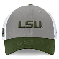Men's Top of the World Gray/Green LSU Tigers OHT Military Appreciation Badge Trucker Adjustable Hat