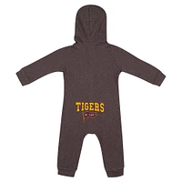 Newborn & Infant Colosseum Charcoal LSU Tigers Zando-Zan Waffle Full-Snap Hooded Romper