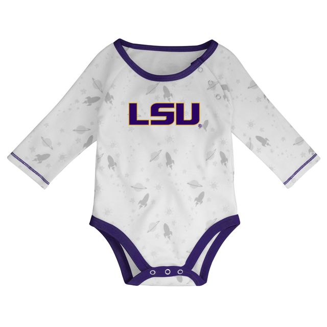 Ensemble chapeau et pantalon pour nouveau-né nourrisson LSU Tigers Dream Team à manches longues raglan violet/blanc