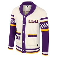 Unisex Colosseum Cream LSU Tigers Wild Collective Button-Up Jacquard Sweater