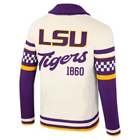 Unisex Colosseum Cream LSU Tigers Wild Collective Button-Up Jacquard Sweater