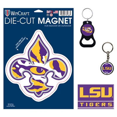 Lot de 4 porte-clés et aimants WinCraft LSU Tigers