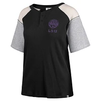 Women's '47 Black LSU Tigers Underline Harvey Colorblock Raglan Henley T-Shirt