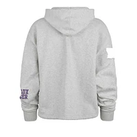 Women's '47 Heather Gray LSU Tigers High Hopes Long Sleeve Cropped Hoodie