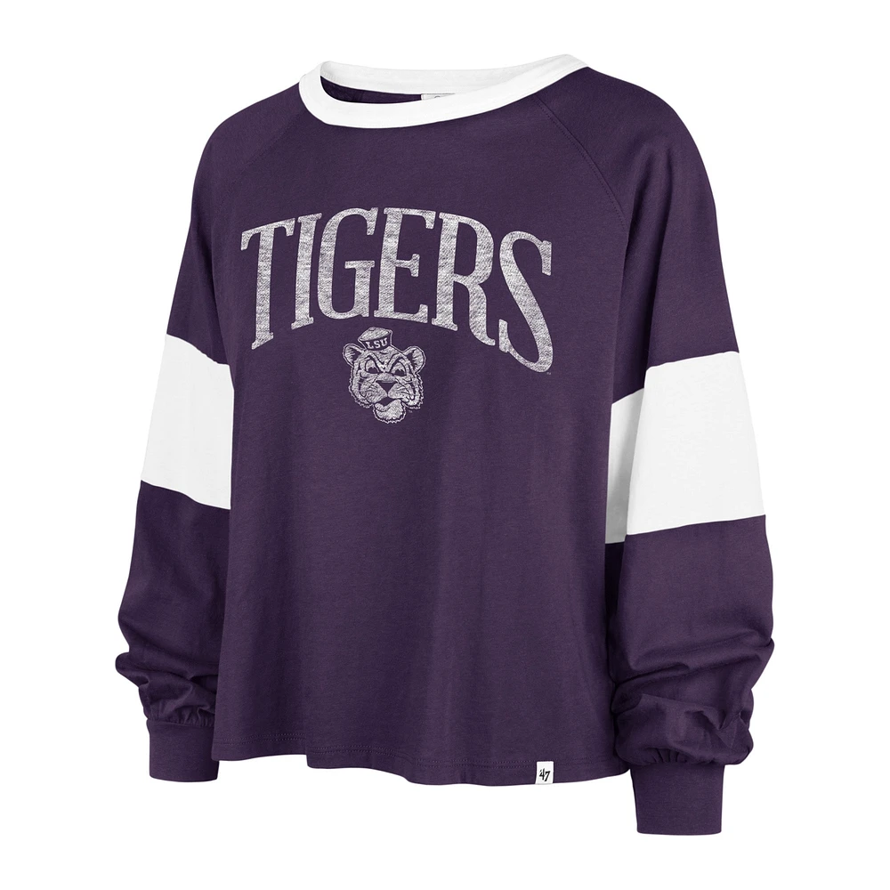 Women's '47  Purple LSU Tigers Upside Rhea Raglan Long Sleeve T-Shirt