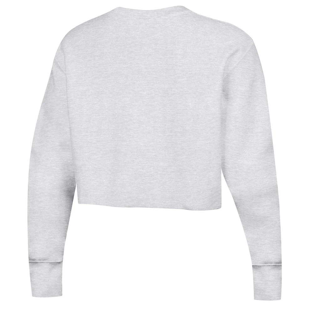 Women's Champion Heather Gray LSU Tigers Reverse Weave Cropped Pullover Sweatshirt
