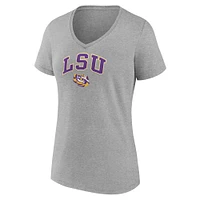 Women's Fanatics Heather Gray LSU Tigers Campus V-Neck T-Shirt