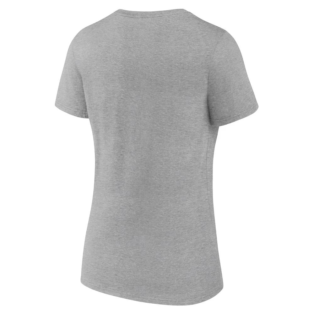 Women's Fanatics Heather Gray LSU Tigers Campus V-Neck T-Shirt