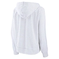 Women's Fanatics  White LSU Tigers Striped Notch Neck Pullover Hoodie