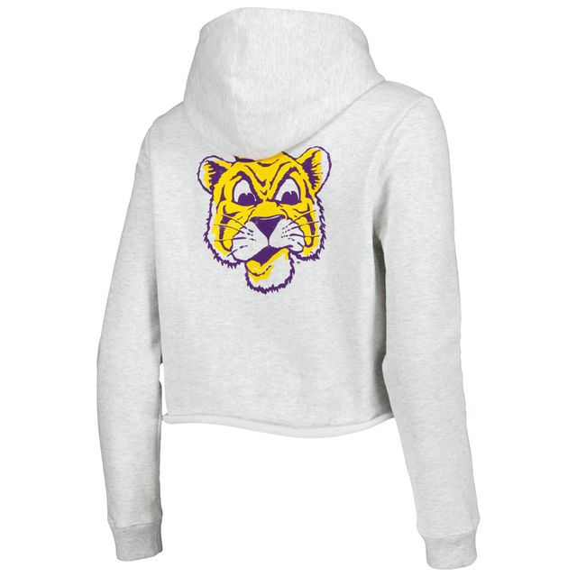 Sweat à capuche court pour femme League Collegiate Wear Ash LSU Tigers 2-Hit 1636
