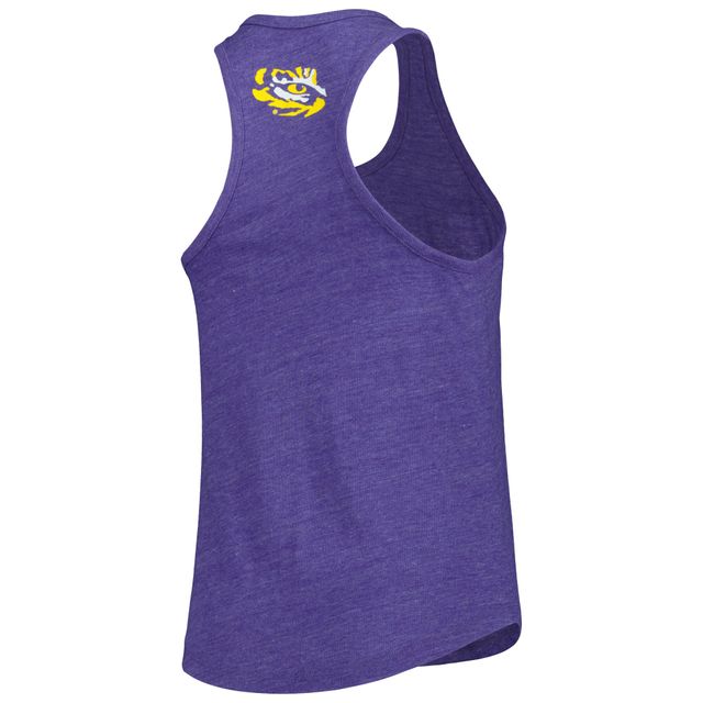Women's League Collegiate Wear Heather Purple LSU Tigers Two-Hit Intramural Tri-Blend Scoop Neck Racerback Tank Top