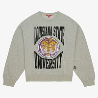 Sweat-shirt léger surdimensionné avec logo LSU Tigers pour femme Mitchell & Ness Heather Gray