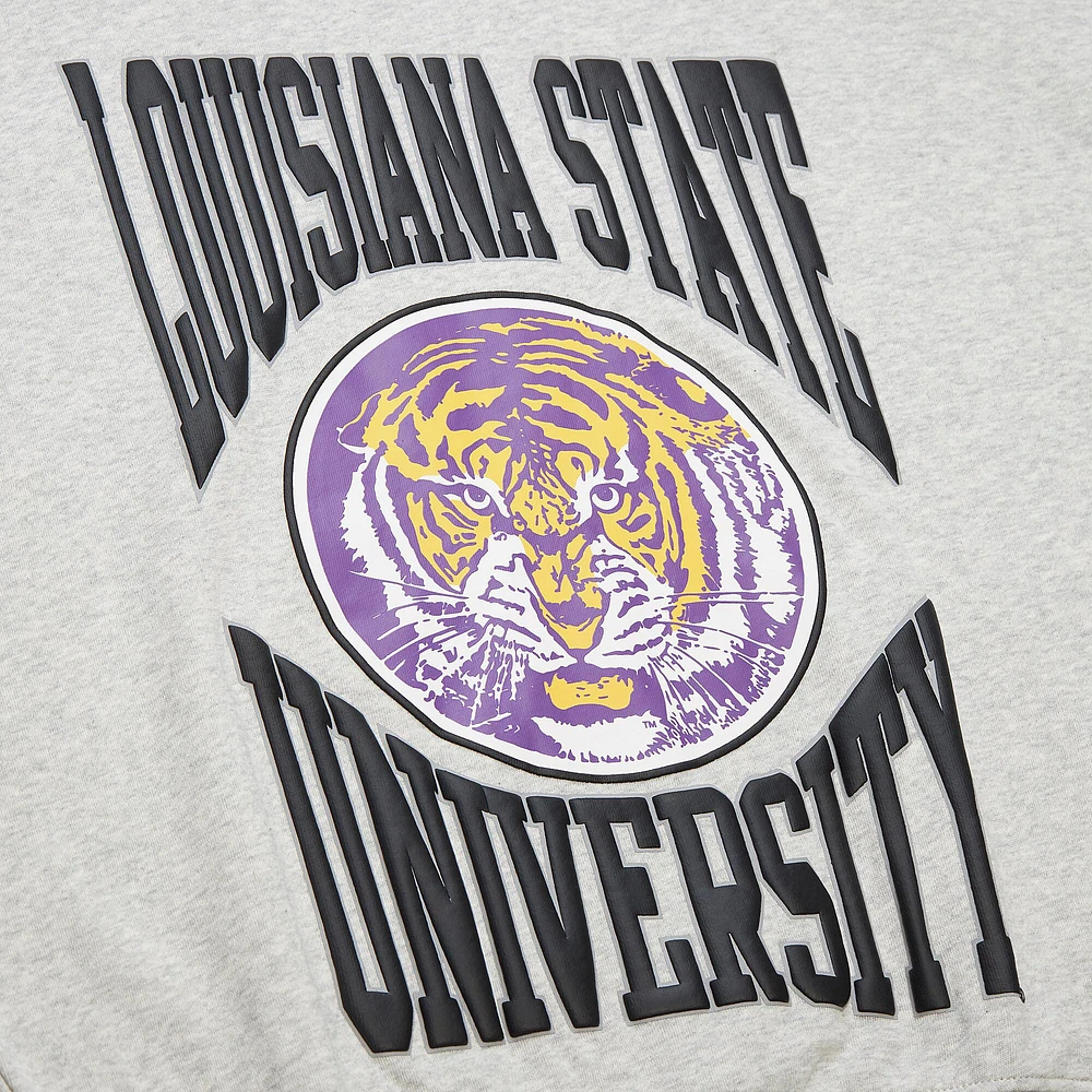 Sweat-shirt léger surdimensionné avec logo LSU Tigers pour femme Mitchell & Ness Heather Gray