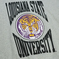 Sweat-shirt léger surdimensionné avec logo LSU Tigers pour femme Mitchell & Ness Heather Gray