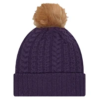 Women's New Era  Purple LSU Tigers Luxury Cuffed Knit Hat with Pom