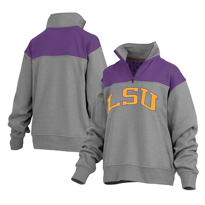 V110722 LSU Pressbox 23 Avon Polaire à col montant pour femme avec fermeture éclair 1/4 JACLADQZP
