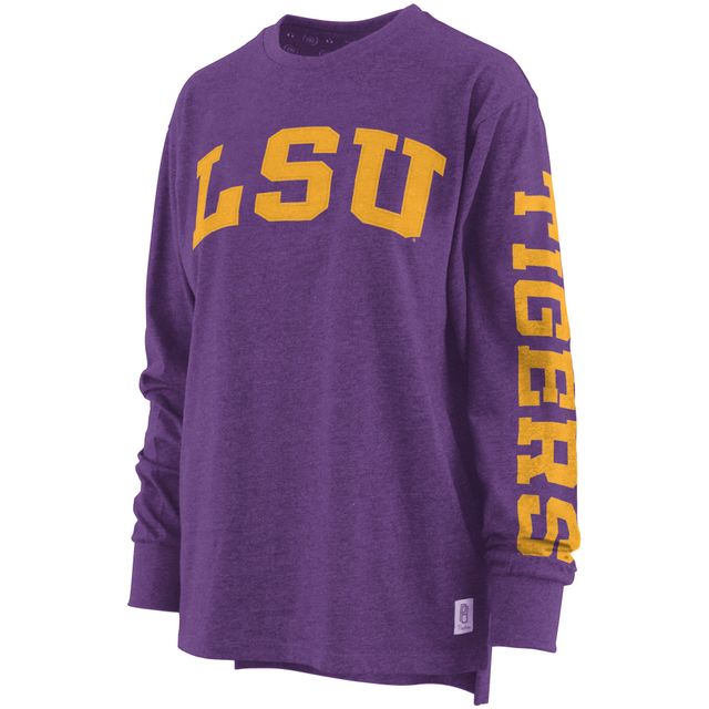 T-shirt à manches longues pour femme Pressbox Purple LSU Tigers taille plus Two-Hit Canyon