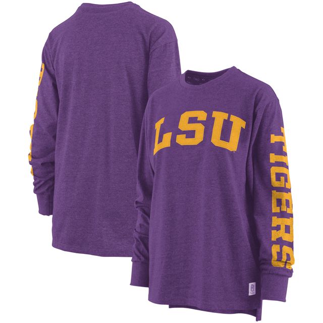 T-shirt à manches longues pour femme Pressbox Purple LSU Tigers taille plus Two-Hit Canyon