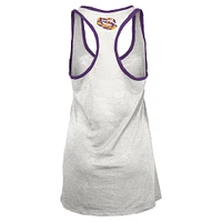 Women's Pressbox White/Purple LSU Tigers Tracy Racerback Burnout Tank Top