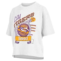 Women's Pressbox White LSU Tigers Rock & Roll Slub T-Shirt