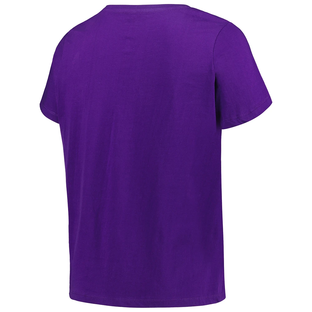 Profil pour femme Violet LSU Tigers Grande taille Arch sur logo T-shirt à encolure dégagée