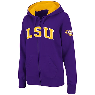 Sweat à capuche entièrement zippé pour femmes Stadium Athletic Purple LSU Tigers Arched Name