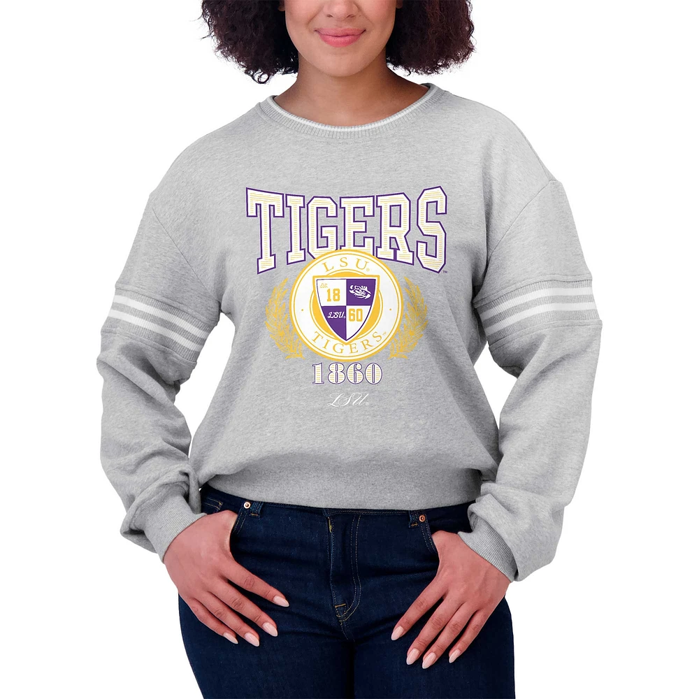 Pull à rayures classiques LSU Tigers Heather Gray pour femme WEAR by Erin Andrews