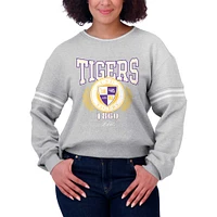 Pull à rayures classiques LSU Tigers Heather Gray pour femme WEAR by Erin Andrews