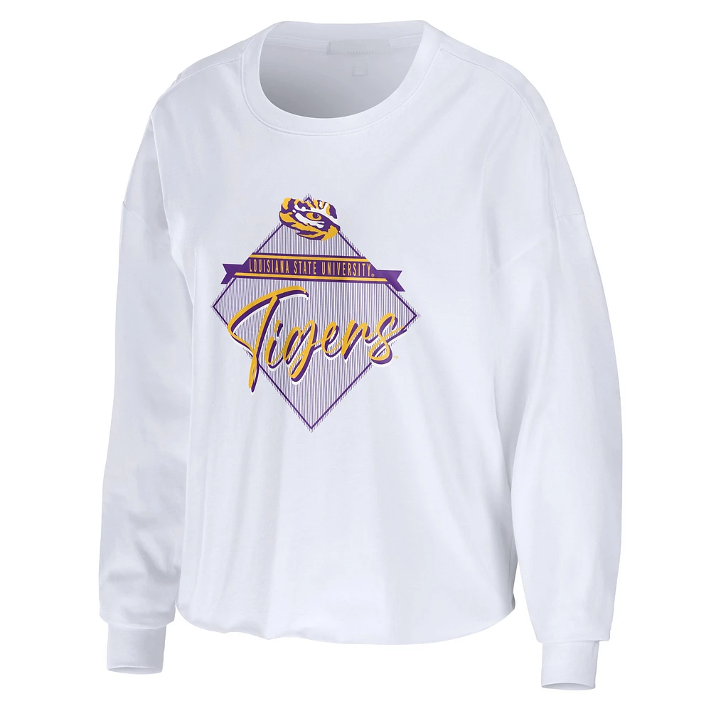 WEAR by Erin Andrews T-shirt court à manches longues LSU Tigers Diamond blanc pour femmes
