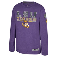 Youth Colosseum Heather Purple LSU Tigers OHT Military Appreciation Oorah Long Sleeve T-Shirt