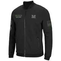 Men's Colosseum Black Maine Bears OHT Military Appreciation High-Speed Bomber Full-Zip Jacket