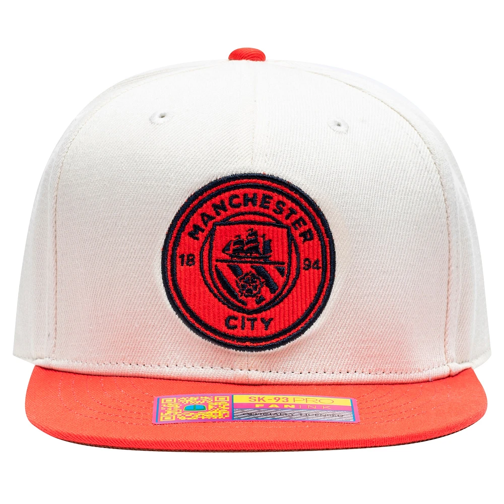 Men's Fan Ink  White/Orange Manchester City Wander Snapback Hat