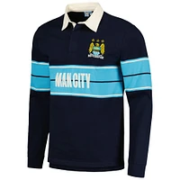 Men's Navy Manchester City Heavyweight Long Sleeve Rugger Polo