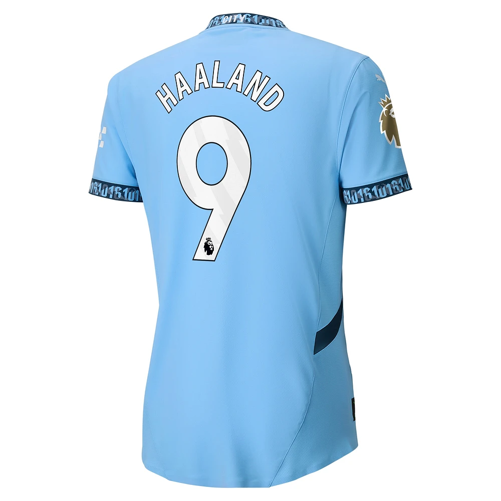 Maillot de joueur authentique Puma Erling Haaland Manchester City 2024/25 domicile bleu clair pour homme