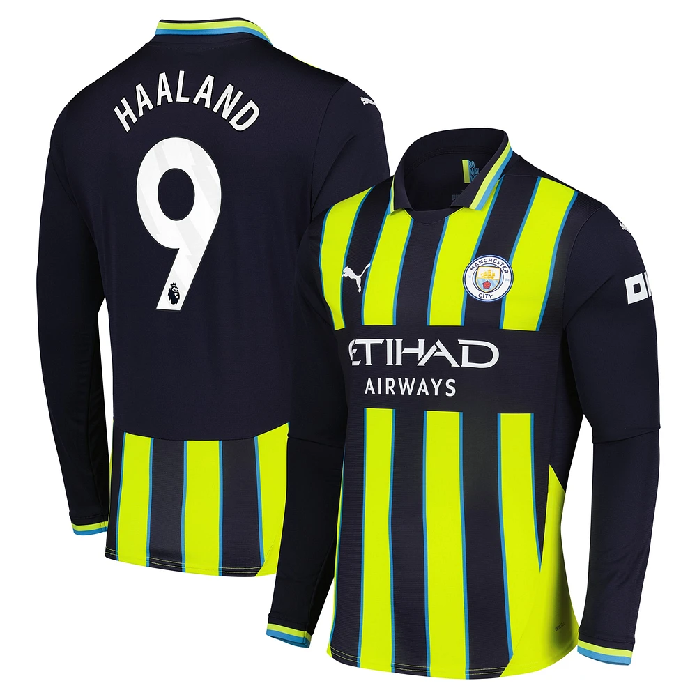 Men's Puma Erling Haaland Navy Manchester City 2024/25 Away Replica Long Sleeve Player Jersey