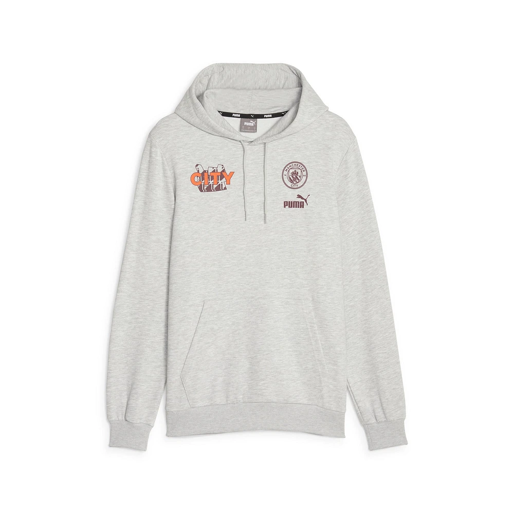 Puma Heather Grey Manchester City FtblCore Graphic Pull à capuche pour homme