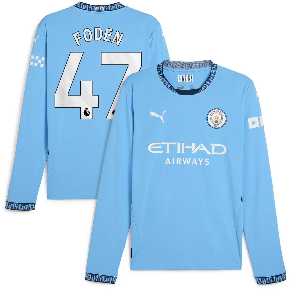 Maillot de joueur Puma Phil Foden Manchester City 2024/25 domicile réplique à manches longues bleu clair pour homme